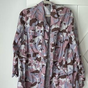 Woman Within Pink & Brown Camo Utility Jacket